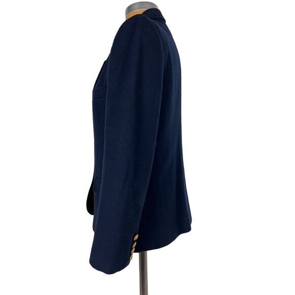 Evan Picone Petites 100% Wool Blazer Dark Navy Blue Jacket Authentic Vintage Uni - Picture 3 of 13